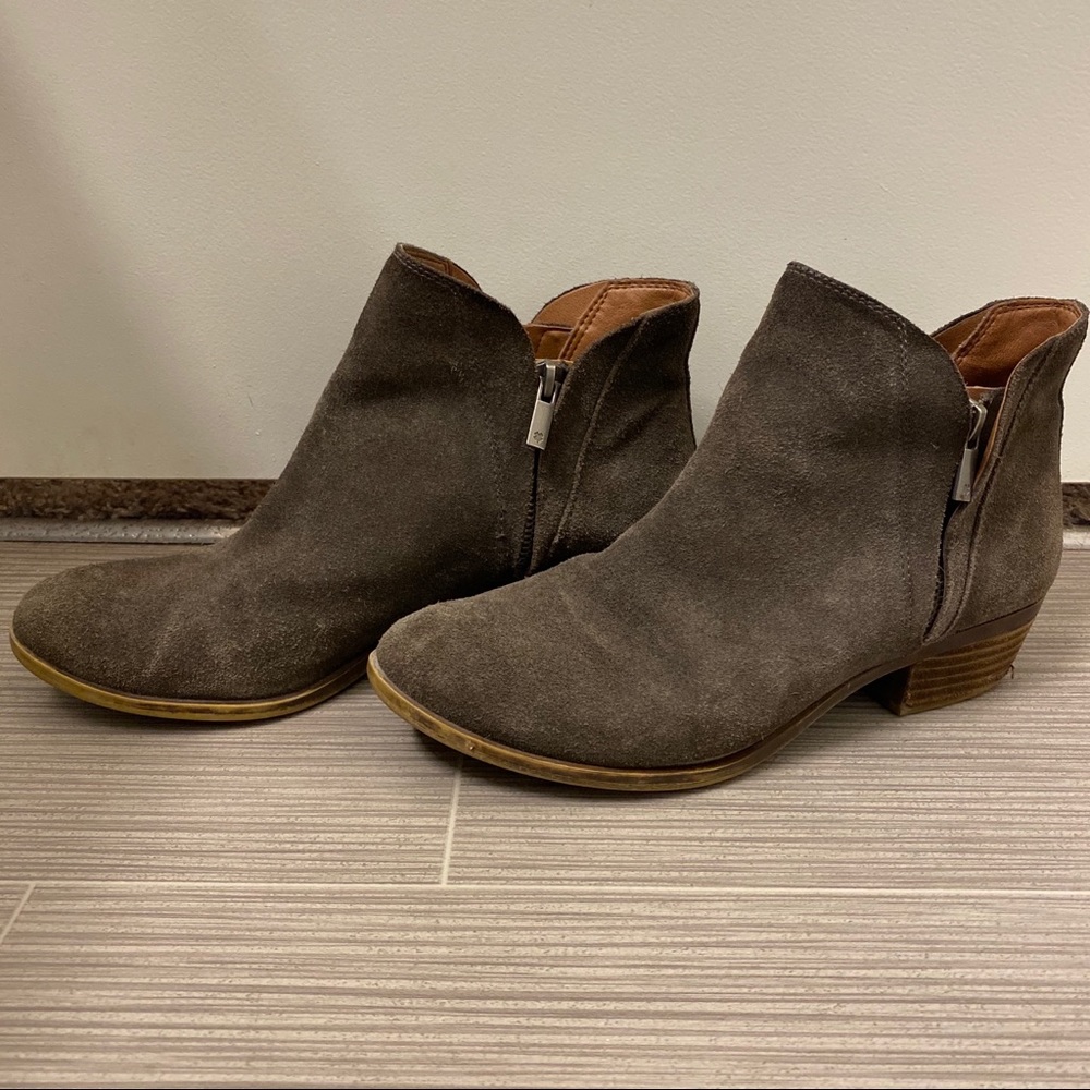 Lucky Brand Grey Zip Up Leather Ankle Booties